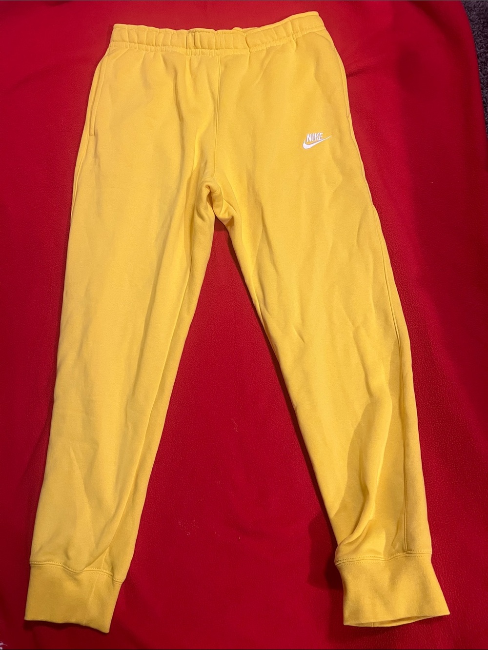Nike Kids Yellow Fleece Joggers with White Logo